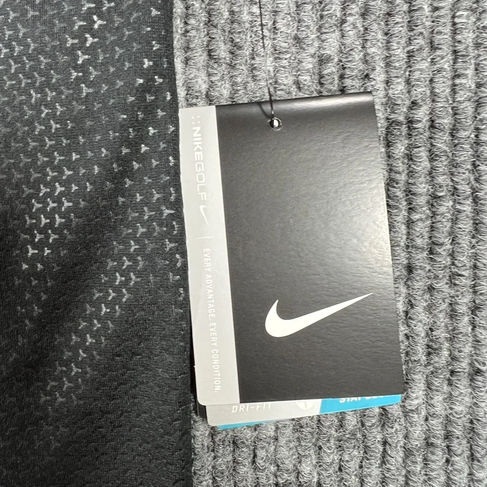 Nike Mens Shirt Golf Polo Large Black Geometric Short Sleeve New with Tags NWT